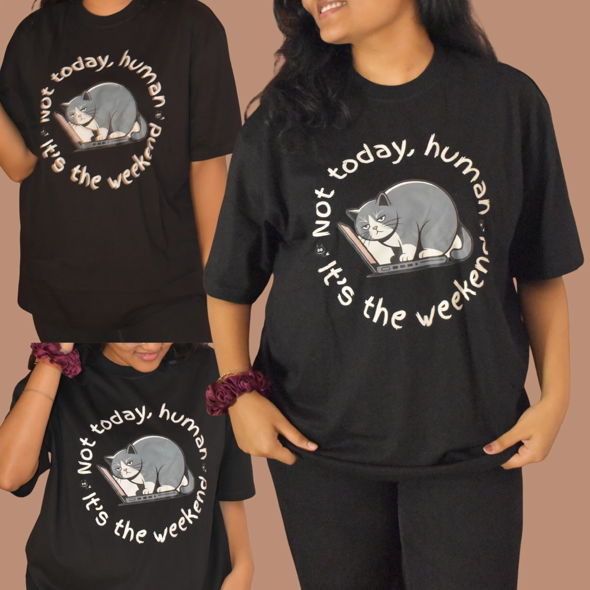 Weekend Cat Graphic T-Shirt (S)