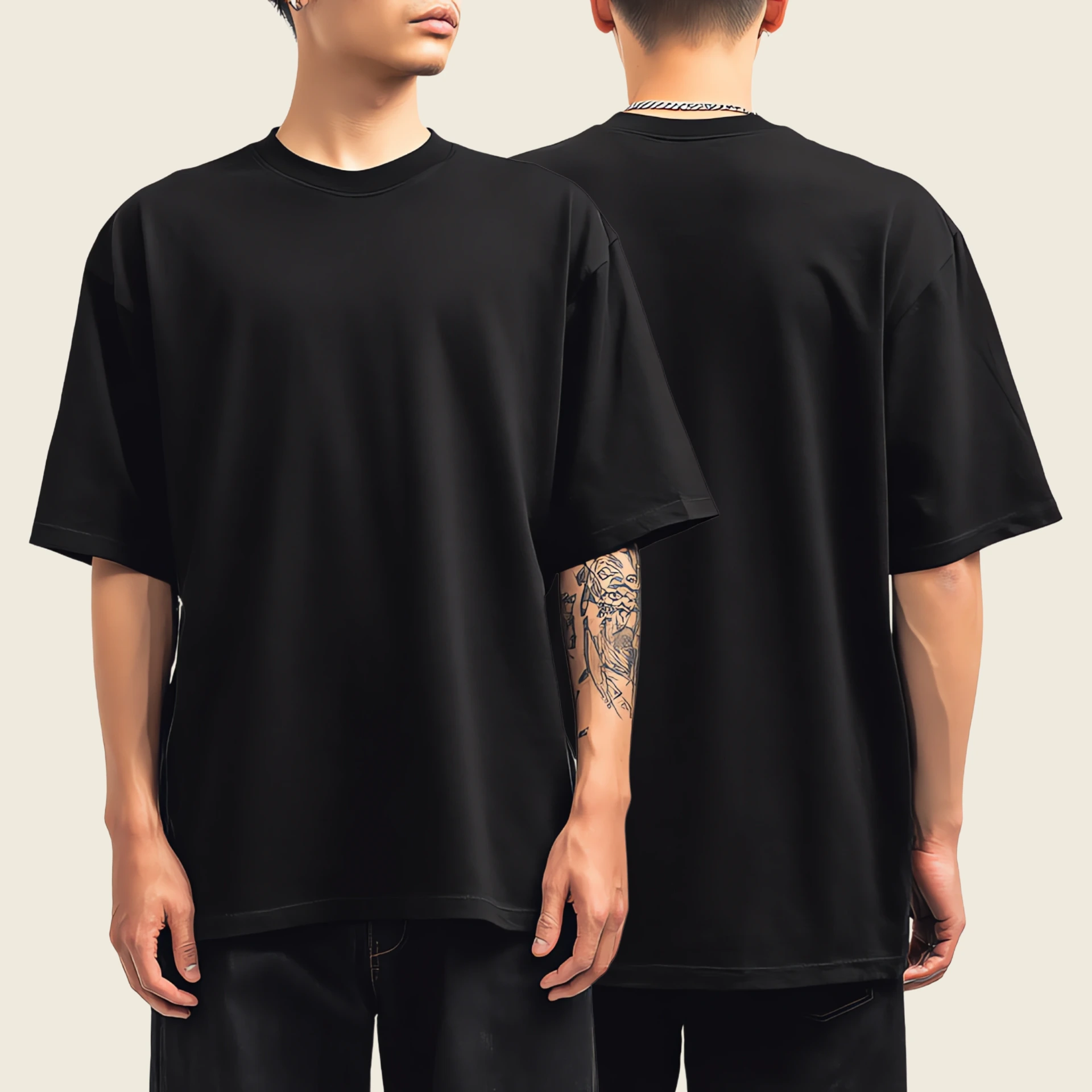 Plain Oversized T-shirt (S, Black)